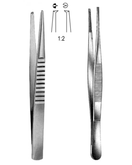 Treves Tissue Fcps (English pat.) 1x2T, 15cm