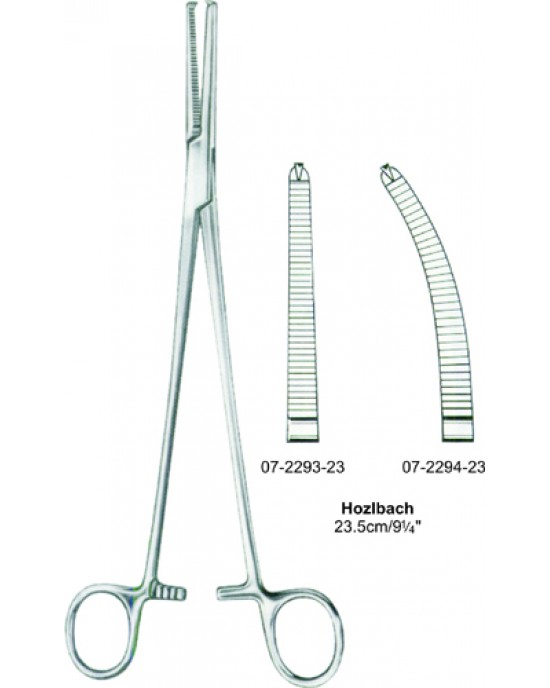 Hozlbach Hysteretomy Forceps BJ  Curved 1:2 23.5cm/9 1/4