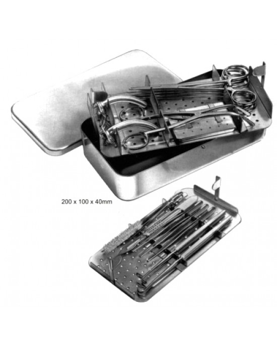 Tracheotomy Set, Complete in S.S. Case 200x100x40m with 2 perforated trays containing instruments