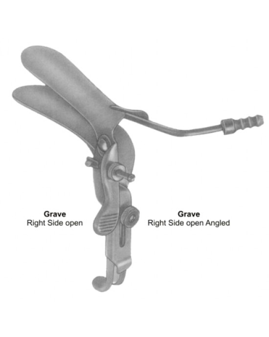 Grave Vaginal Speculas 101mmx35mm Black Right side open Angled For Laser Surgery