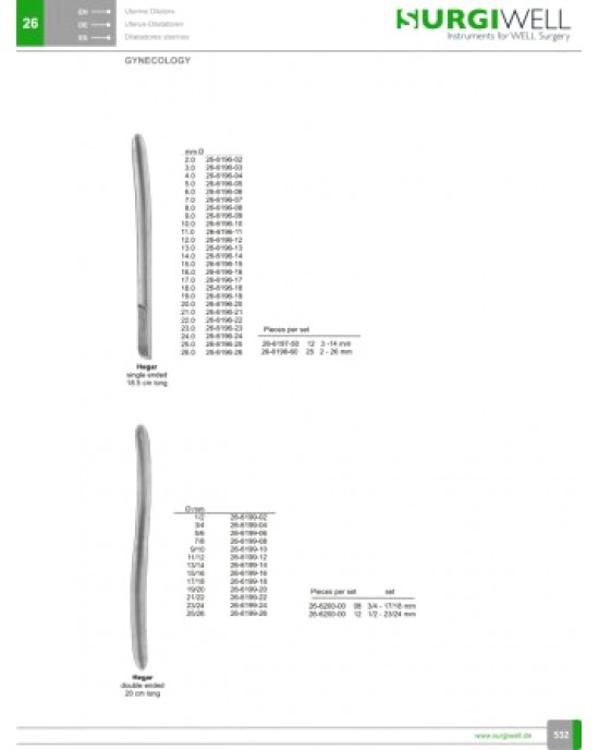Hegar Uterine Dilators   2.0mm